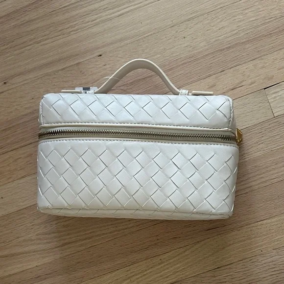 NWT Anthropologie Woven Top Handle Elegant Cream Handbag - Picture 4 of 10